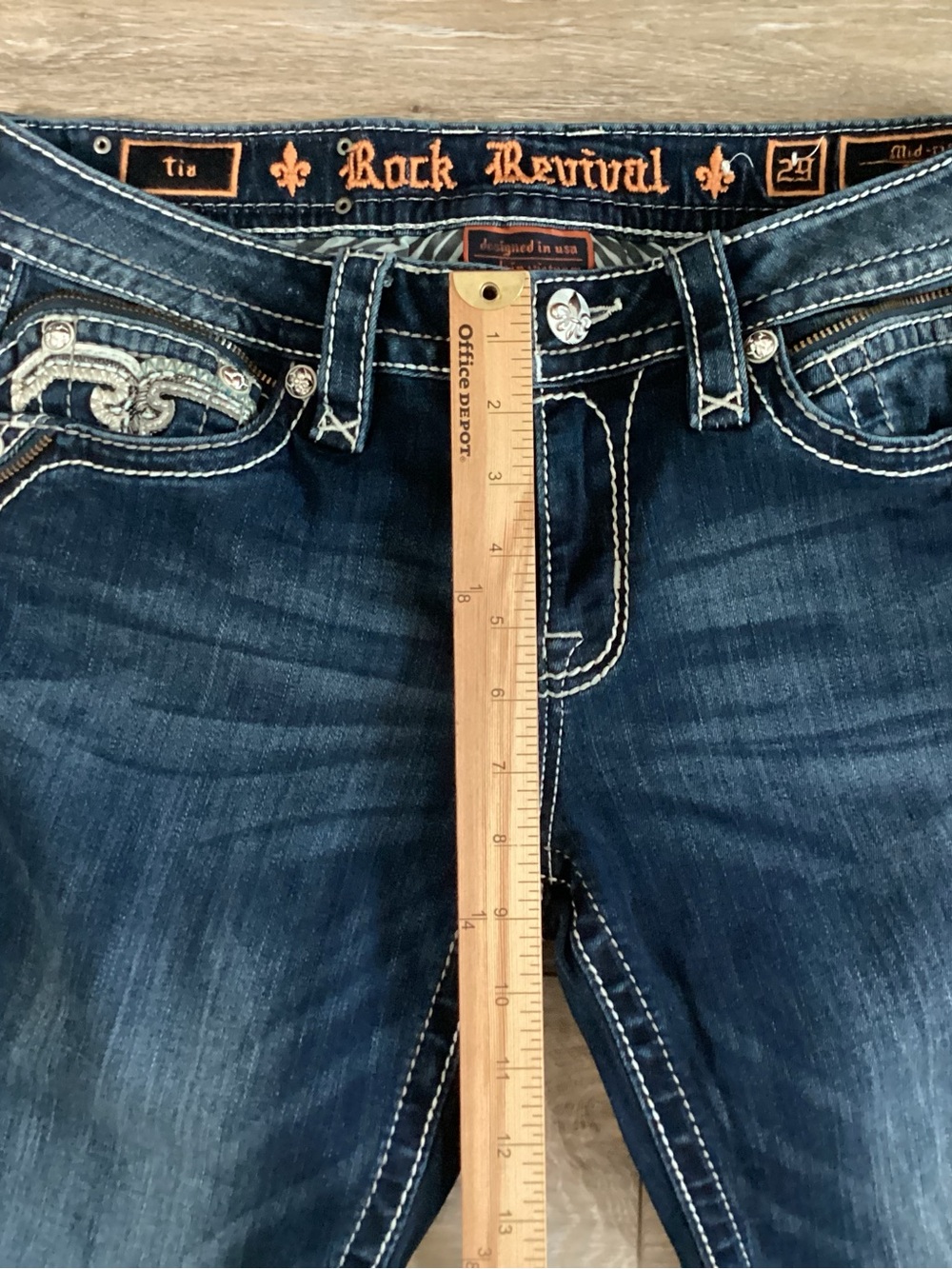 Rock Revival “Tia” Dark Blue Mid-rise Denim Jeans - Picture 6 of 9
